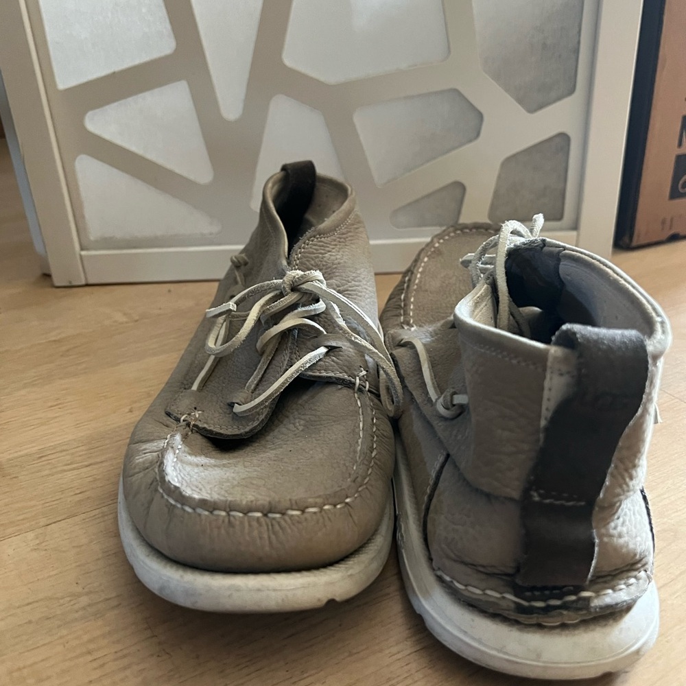 UGG Tan and White Moccasins with Classic Design